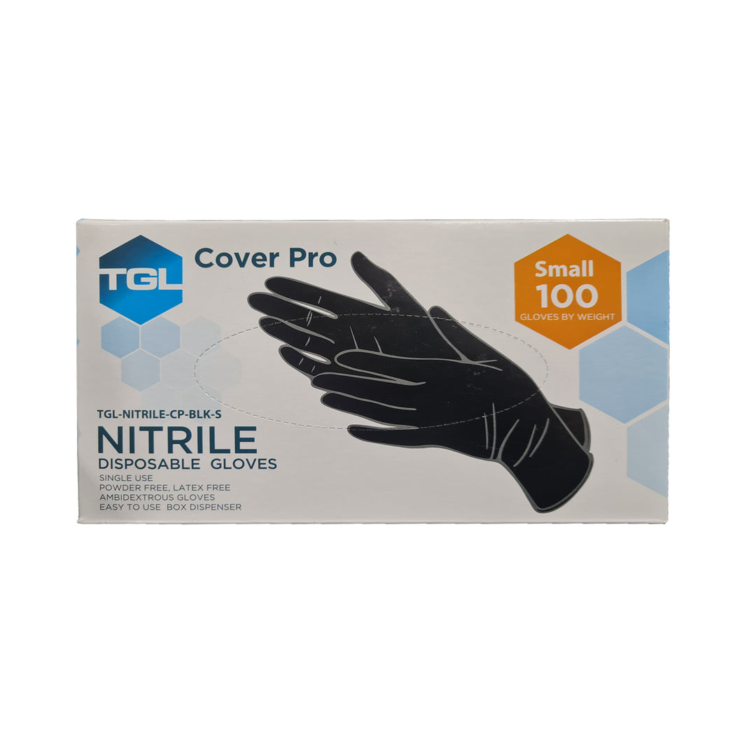 TGL Black Nitrile Gloves - Small - Box of 100